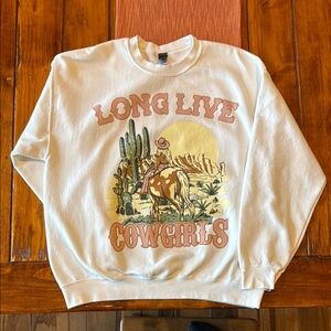White 'Long Live Cowgirls' Sweater